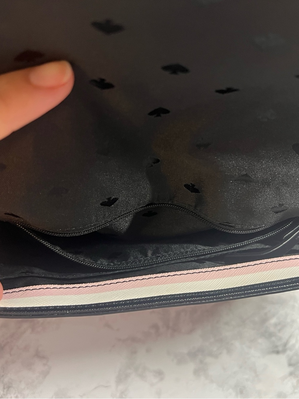 kate spade Pink, Black & White Striped Crossbody Shoulder Bag - Picture 4 of 5